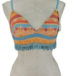 Jasmine & Ginger‎ Boho Fringed Adjustable Medium Bralette Bra